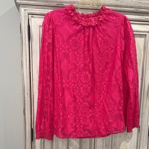 ANDREE BY UNIT Vibrant Pink Lace Blouse